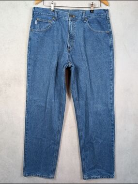 Carhartt B167 DST Loose Fit Jeans Mens Size 36x34 Blue Denim Workwear